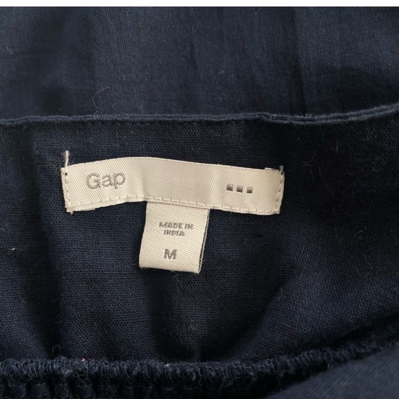 Gap Cotton Embroidered Floral Navy Blue White Spaghetti Strap Ruffle Maxi Dress - Picture 9 of 9